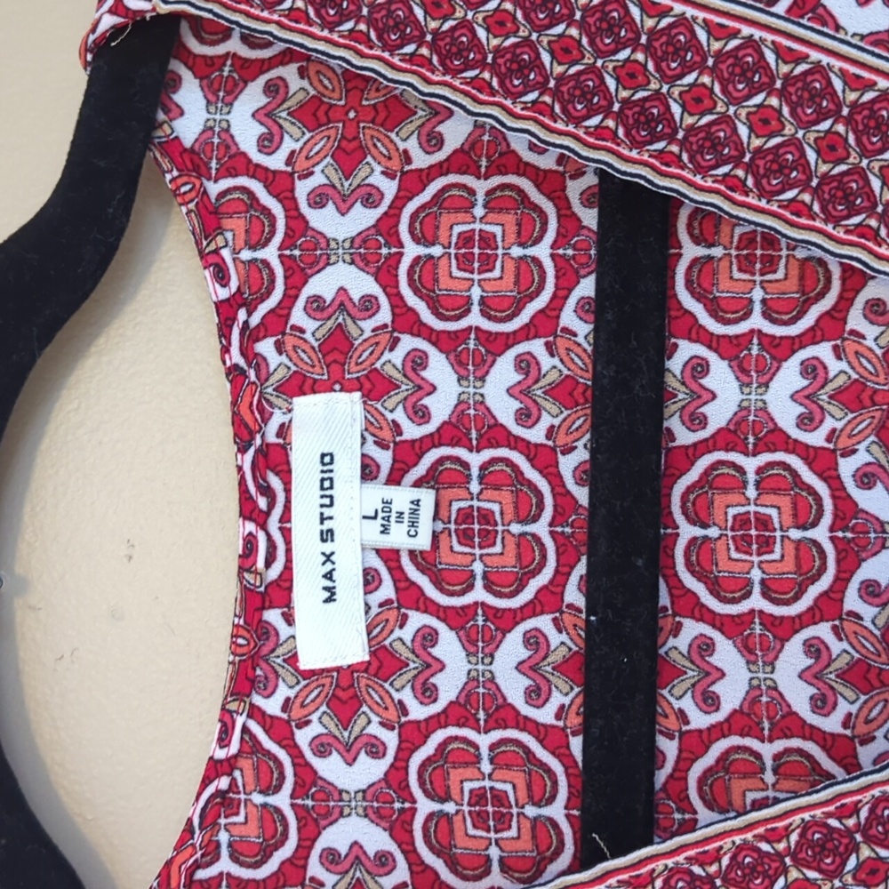 Max Studio Burgundy/Red Patterned Wrap Blouse - image 2